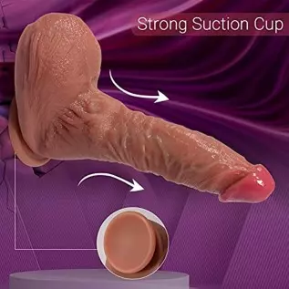Realistic Dildos Double-Layer Silicone, Flexible Anal Dildo with Strong Suction Cup for Hands-Free Play, Lifelike Fake Penis wit