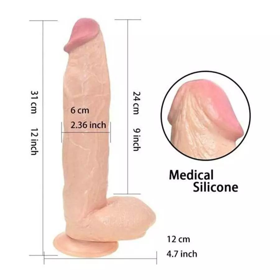 Realistic Dildo G Spot Stimulator- 12" Big Dildos with Suction Cup Adult Sex Toy for Women/Men/Gay, Flexible Clear Dildo for Wom