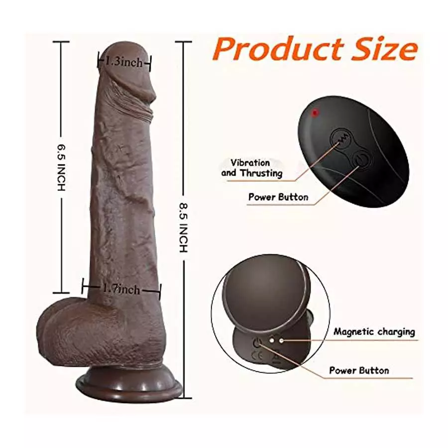 8.5" Thrusting Dildo Vibrator Sex Toys for Women,Black Realistic Dildos with Remote Control for Anal Clitoral G Spot Stimulation