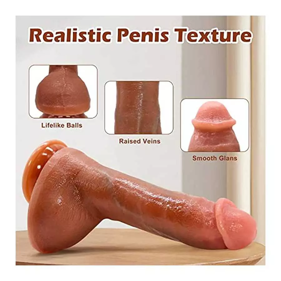Thick Lifelike Silicone Anal Dildo Adult Sex Toys for Women or Men, Strap On Harness Ultra Soft Dildo,Body Safe Huge Realistic D