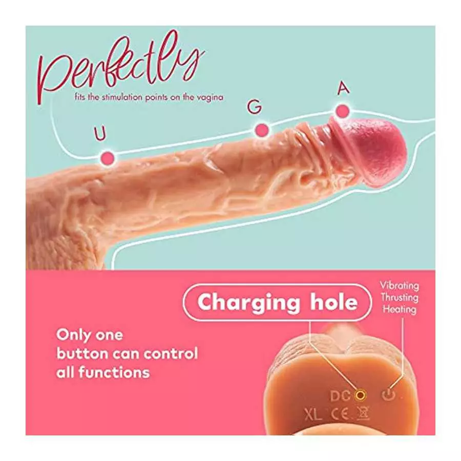 9.8'' Thrusting Dildo Vibrator with Vibrating and Heating Realistic Vibrating Dildo with Big Size Thick Vibrating Dildo for Wome