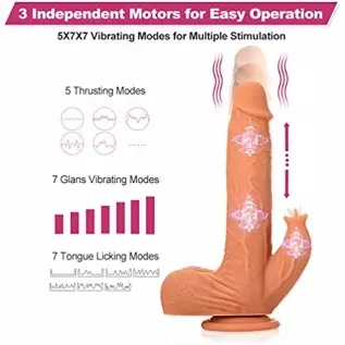 UTIMI 9.8" Realistic Vibrating Dildo Thrusting Sex Toy for Women with 5 Thrusting & 7 Licking & 360°Rotation & 7 Vibration Modes UTIMI 9.8" Realistic Vibrating Dildo Thrusting Sex Toy for Women with 5 Thrusting & 7 Licking & 360°Rotation & 7 Vibration Modes