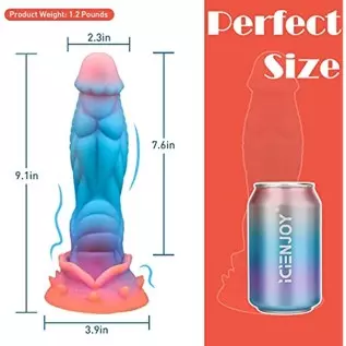 9.1in Fantasy Realistic Dildo Luminous Monster Silicone Dildo with Strong Suction Cup, Dragon Anal Plug Flexible G-spot Dildo Cl