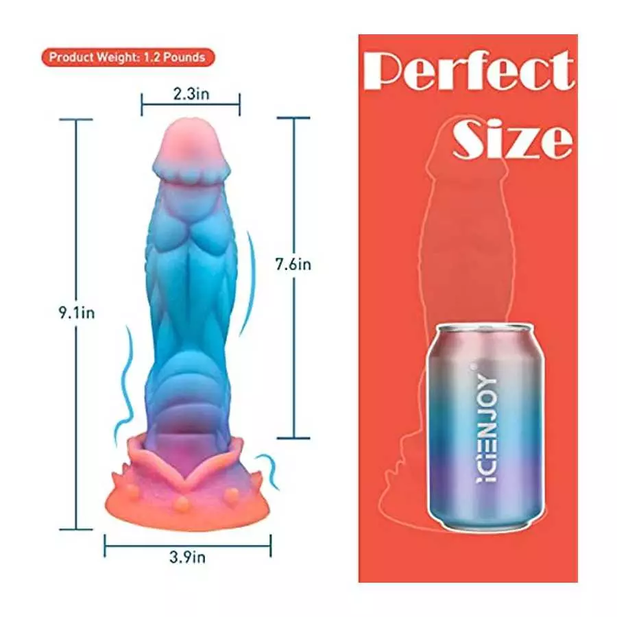 9.1in Fantasy Realistic Dildo Luminous Monster Silicone Dildo with Strong Suction Cup, Dragon Anal Plug Flexible G-spot Dildo Cl
