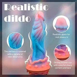 9.1in Fantasy Realistic Dildo Luminous Monster Silicone Dildo with Strong Suction Cup, Dragon Anal Plug Flexible G-spot Dildo Cl