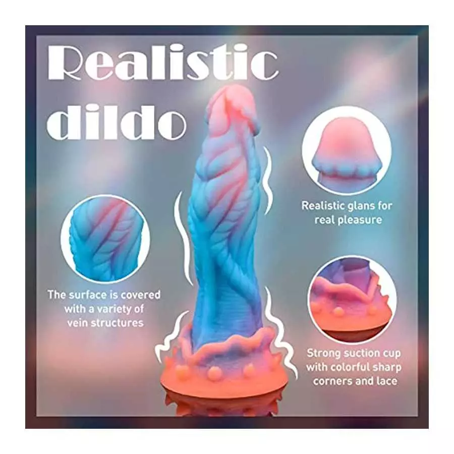 9.1in Fantasy Realistic Dildo Luminous Monster Silicone Dildo with Strong Suction Cup, Dragon Anal Plug Flexible G-spot Dildo Cl