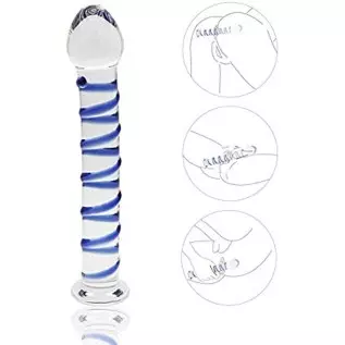 Glass Dildo, 7.67 inch Crystal Anal Butt Plug Unisex Pleasure Wand for Men Women