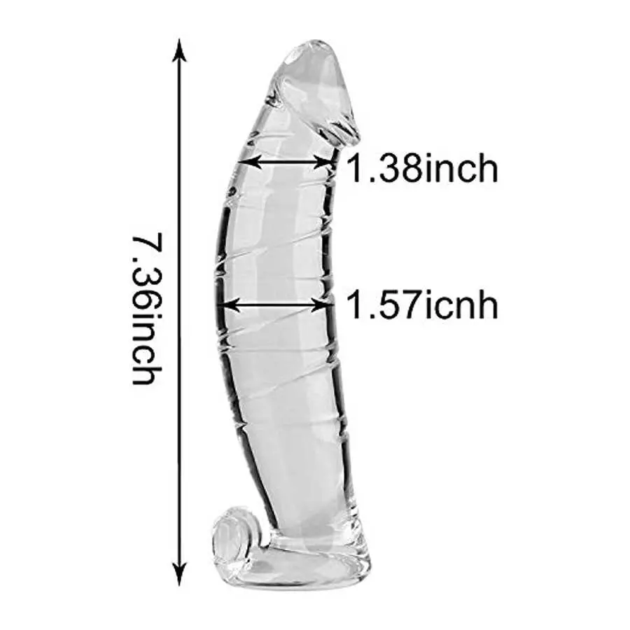 Epichao Realistic Swirl Glass Dildo Crystal Dildo Glass Wand G-spot Stimulation Stimulator with Testicles