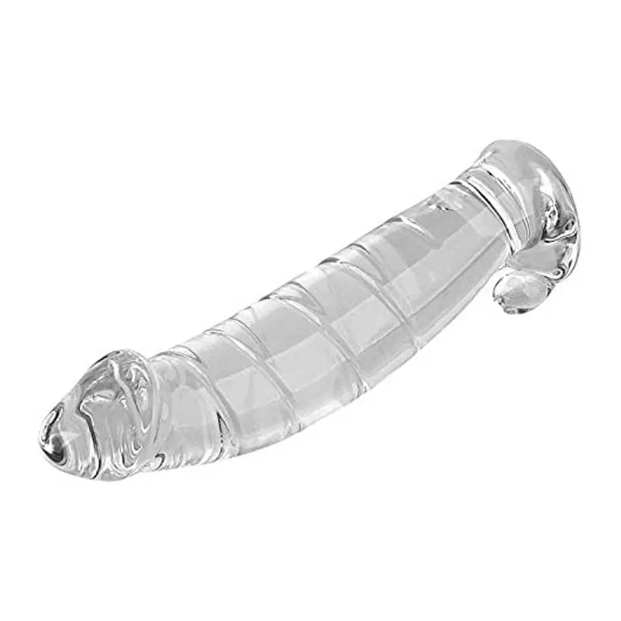 Epichao Realistic Swirl Glass Dildo Crystal Dildo Glass Wand G-spot Stimulation Stimulator with Testicles