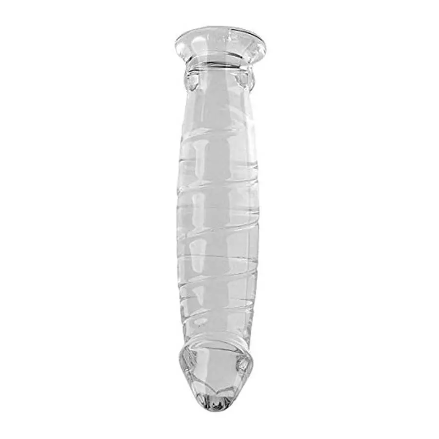 Epichao Realistic Swirl Glass Dildo Crystal Dildo Glass Wand G-spot Stimulation Stimulator with Testicles