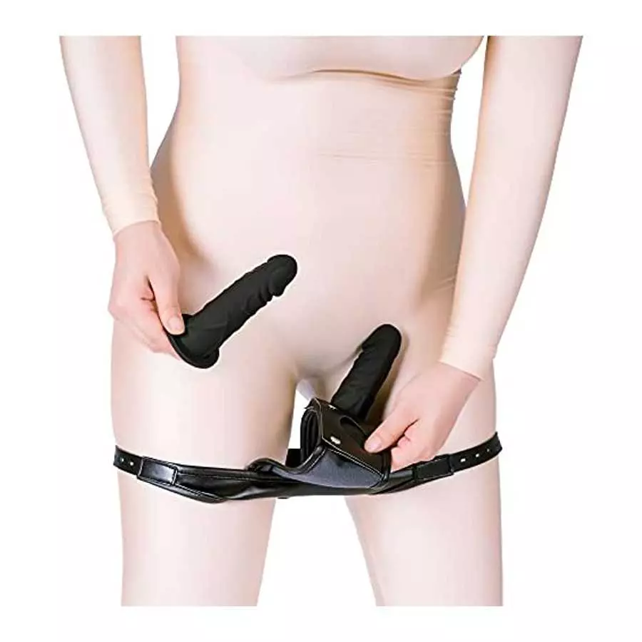 MFMYEE BDSM Silicone Dildo,Strap-On Double-Headed Penis Detachable Leather Pants Men and Women Masturbation Panties Vaginal Plug