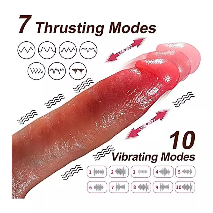 8.8in Ultra-Soft Thrusting Dildo Vibrator 10 Modes Vibration and Heating Realistic Vibrating Dildos with Remote Control for Vagi