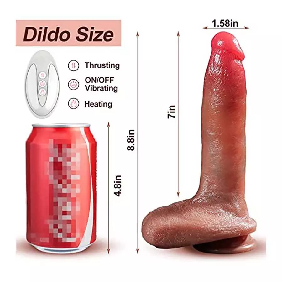 8.8in Ultra-Soft Thrusting Dildo Vibrator 10 Modes Vibration and Heating Realistic Vibrating Dildos with Remote Control for Vagi