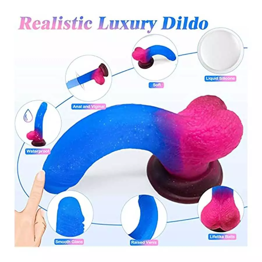 Liquid Silicone Realistic G Spot Dildo Adult Sex Toys for Women or Men, Gradient Color Strap on Jelly Dildos for Lesbians, Soft