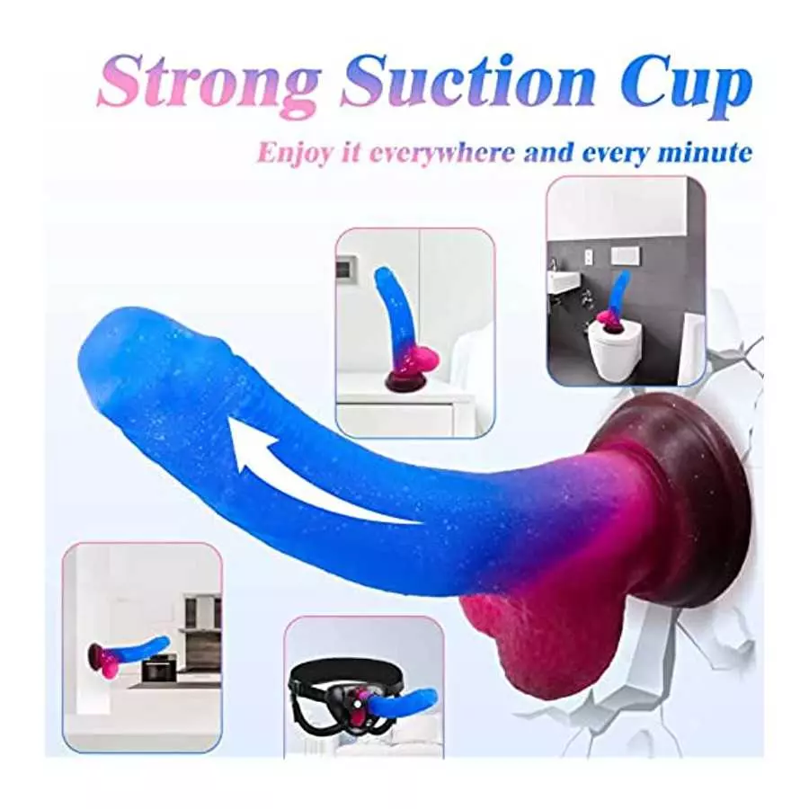 Liquid Silicone Realistic G Spot Dildo Adult Sex Toys for Women or Men, Gradient Color Strap on Jelly Dildos for Lesbians, Soft