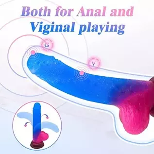 Liquid Silicone Realistic G Spot Dildo Adult Sex Toys for Women or Men, Gradient Color Strap on Jelly Dildos for Lesbians, Soft
