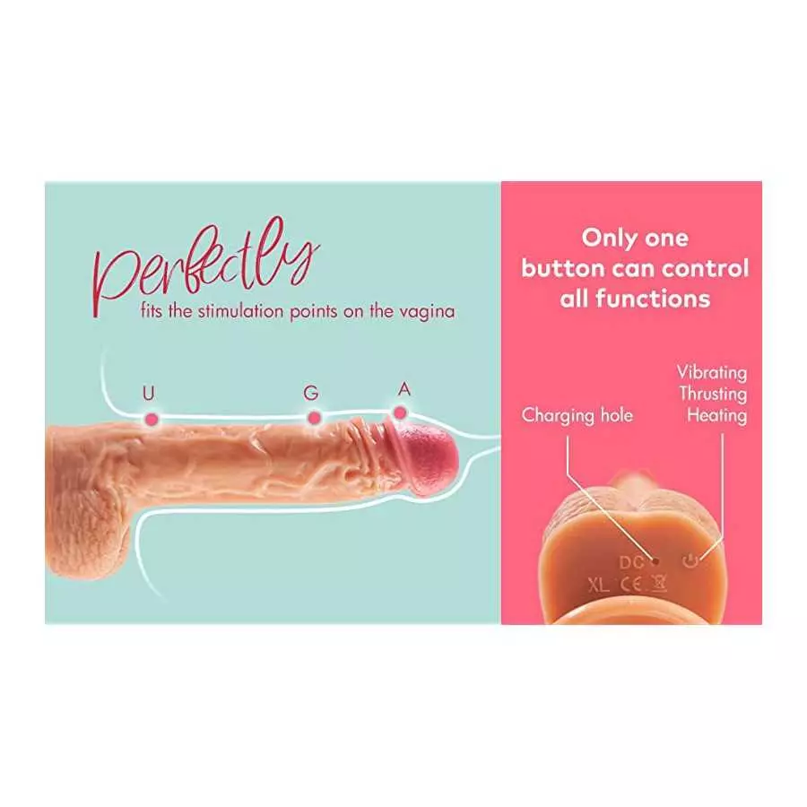 Thrusting Dildo Vibrator with Vibrating and Heating Realistic Vibrating Dildo with Big Size 8.7 inch for Women Sex Toy Silicone 