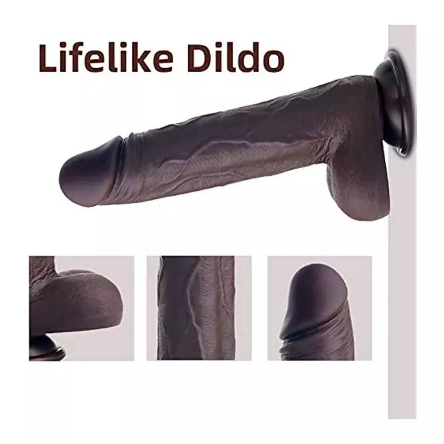 8.7" Realistic Vibrating Thrusting Dildo Vibrator Adult Sex Toy for Women 3 Thrusting & Rotation 9 Vibration & Licking Modes - H