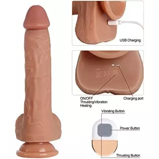 8.7 Inch Electric Dildo Thrusting Realistic Heating Penis, Vibrator with Strong Suction Cup, G Spot Clitoral Anal Dildo, Silicon