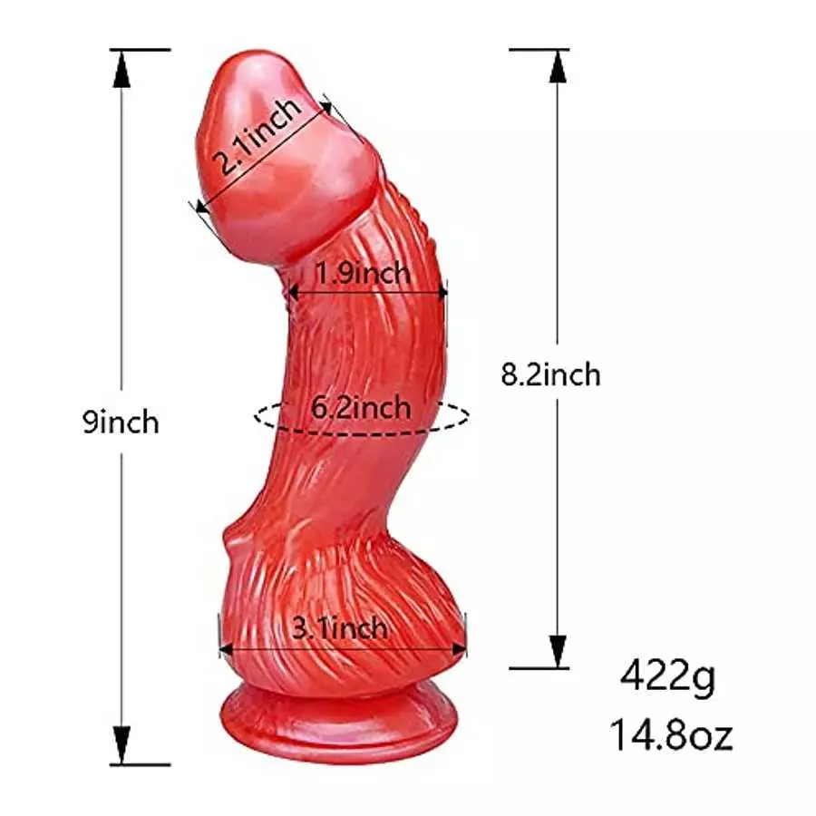 Women's Big Anal Dragon Dildo with Curved Shaft, 9 Inch XL Large Monster Thick Penis with Suction Cup for Hands-Free Play Men Ga