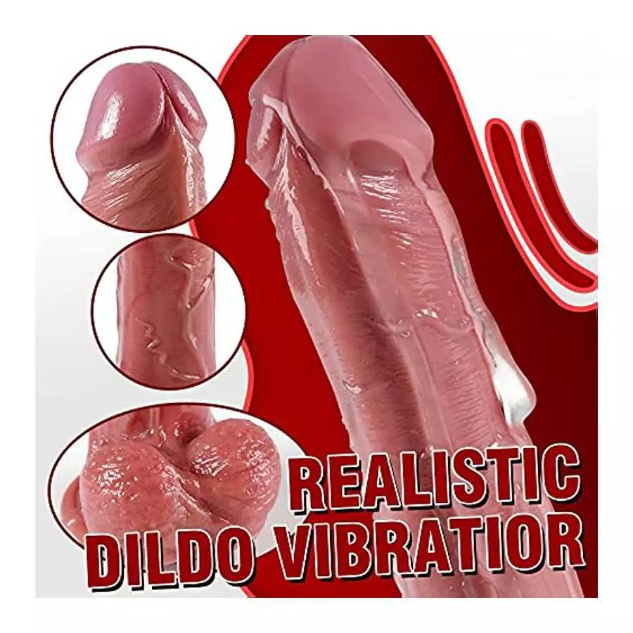 8" Thrusting Dildo Vibrator for Women, Realistic Silicone Dildos with 10 Vibrating Modes for G Spot Anal Vagina Stimulation, Adu