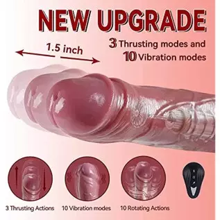 8" Thrusting Dildo Vibrator for Women, Realistic Silicone Dildos with 10 Vibrating Modes for G Spot Anal Vagina Stimulation, Adu