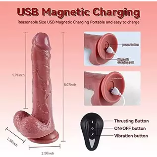 8" Thrusting Dildo Vibrator for Women, Realistic Silicone Dildos with 10 Vibrating Modes for G Spot Anal Vagina Stimulation, Adu