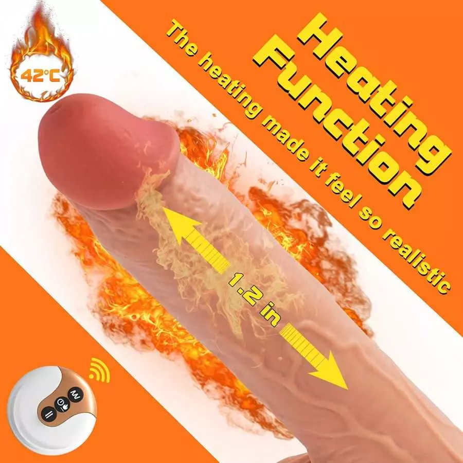 LOVENOTE Thrusting Vibrator Dildo for Women: Realistic Heating Vibrating Dildo Thruster Throat Trainer, Silicone Suction Cup Dil