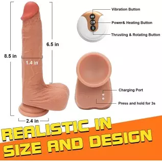 LOVENOTE Thrusting Vibrator Dildo for Women: Realistic Heating Vibrating Dildo Thruster Throat Trainer, Silicone Suction Cup Dil