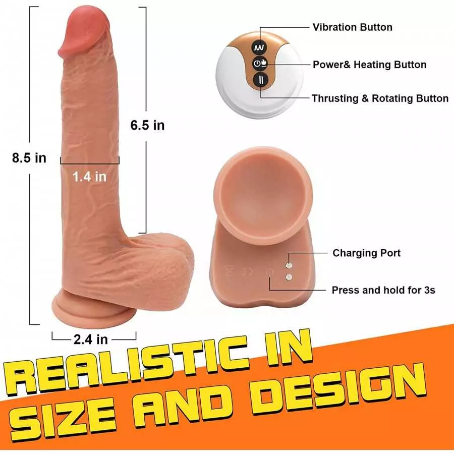 LOVENOTE Thrusting Vibrator Dildo for Women: Realistic Heating Vibrating Dildo Thruster Throat Trainer, Silicone Suction Cup Dil