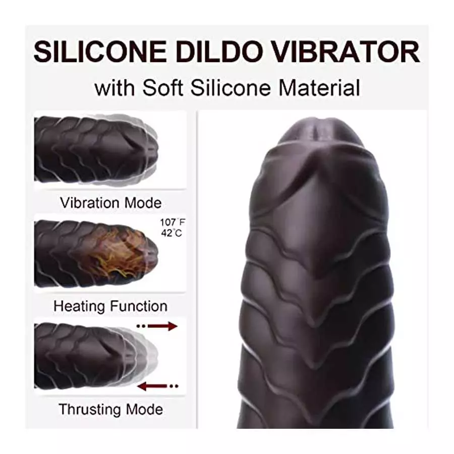 Bukinler Thrusting Dildo Vibrator, Heating Telescopic Fantasy with 3 Thrusting 5 Vibrating Modes for G Spot Clitoral Anal Stimul