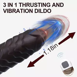 Bukinler Thrusting Dildo Vibrator, Heating Telescopic Fantasy with 3 Thrusting 5 Vibrating Modes for G Spot Clitoral Anal Stimul Bukinler Thrusting Dildo Vibrator, Heating Telescopic Fantasy with 3 Thrusting 5 Vibrating Modes for G Spot Clitoral Anal Stimul