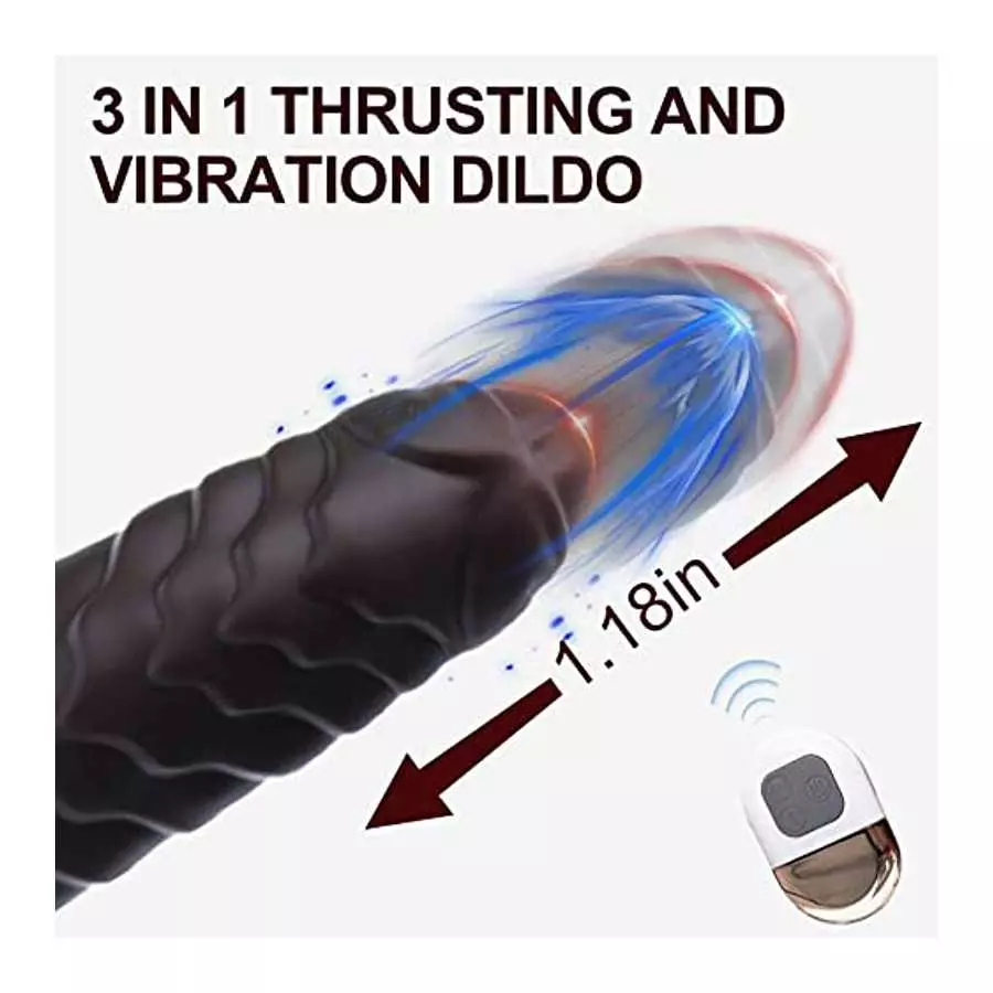 Bukinler Thrusting Dildo Vibrator, Heating Telescopic Fantasy with 3 Thrusting 5 Vibrating Modes for G Spot Clitoral Anal Stimul