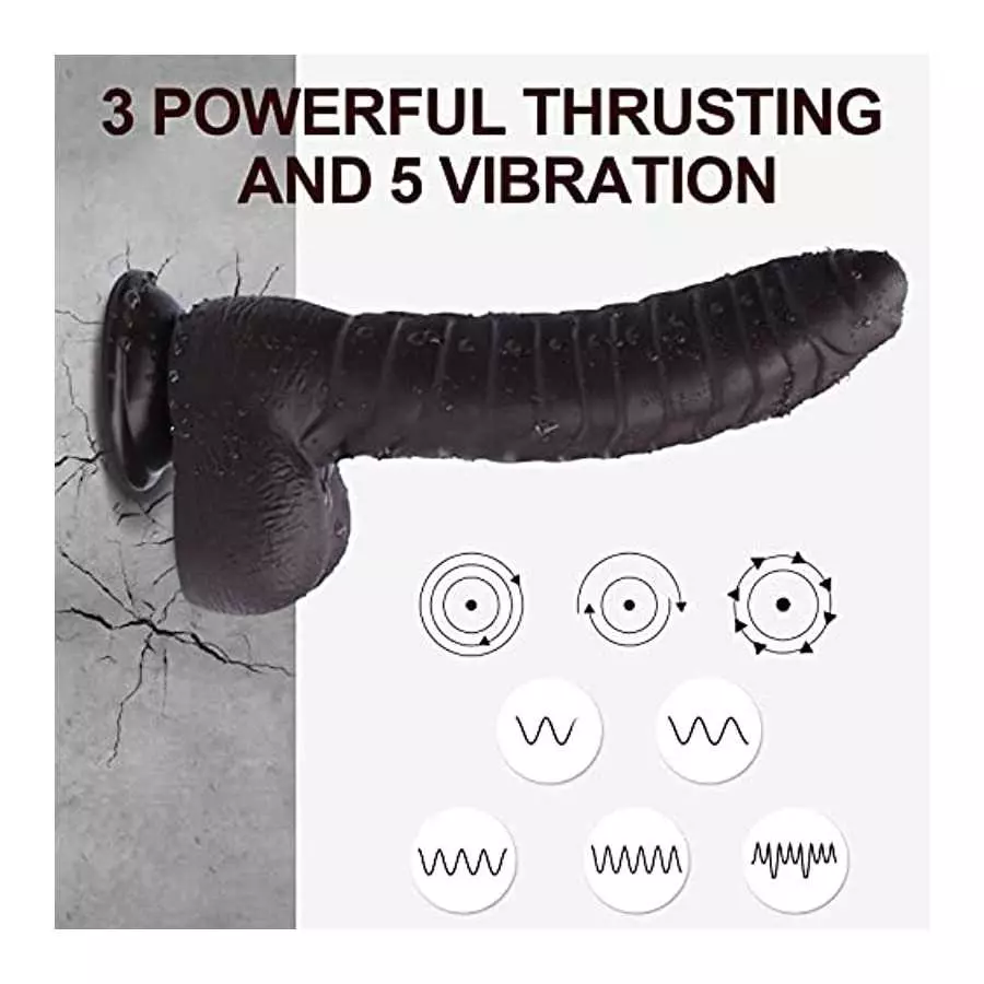 Bukinler Thrusting Dildo Vibrator, Heating Telescopic Fantasy with 3 Thrusting 5 Vibrating Modes for G Spot Clitoral Anal Stimul