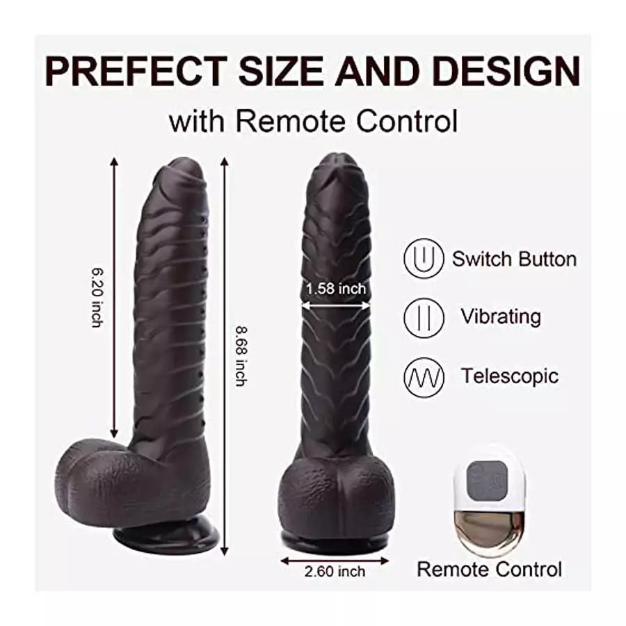 Bukinler Thrusting Dildo Vibrator, Heating Telescopic Fantasy with 3 Thrusting 5 Vibrating Modes for G Spot Clitoral Anal Stimul