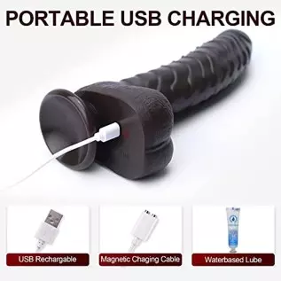 Bukinler Thrusting Dildo Vibrator, Heating Telescopic Fantasy with 3 Thrusting 5 Vibrating Modes for G Spot Clitoral Anal Stimul Bukinler Thrusting Dildo Vibrator, Heating Telescopic Fantasy with 3 Thrusting 5 Vibrating Modes for G Spot Clitoral Anal Stimul