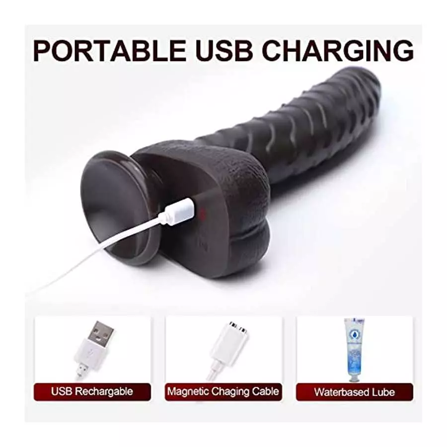 Bukinler Thrusting Dildo Vibrator, Heating Telescopic Fantasy with 3 Thrusting 5 Vibrating Modes for G Spot Clitoral Anal Stimul