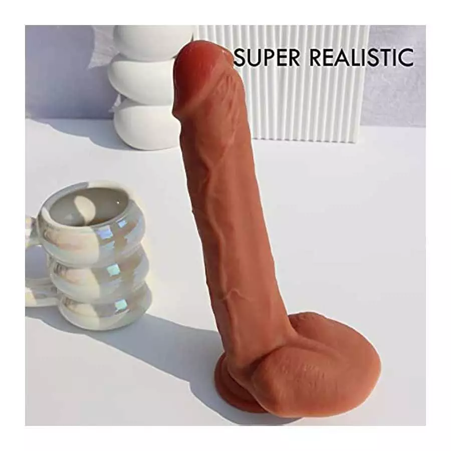 OIXGIRL 10 Inch Huge Realistic Dildo with Strong Suction Cup for Hands-Free Gaming,Dual-Layered Liquid Silicone Thick Dildo,Flex