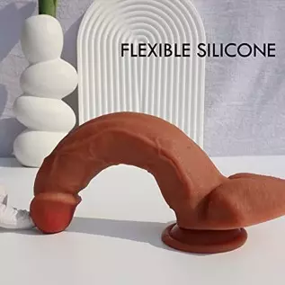 OIXGIRL 10 Inch Huge Realistic Dildo with Strong Suction Cup for Hands-Free Gaming,Dual-Layered Liquid Silicone Thick Dildo,Flex
