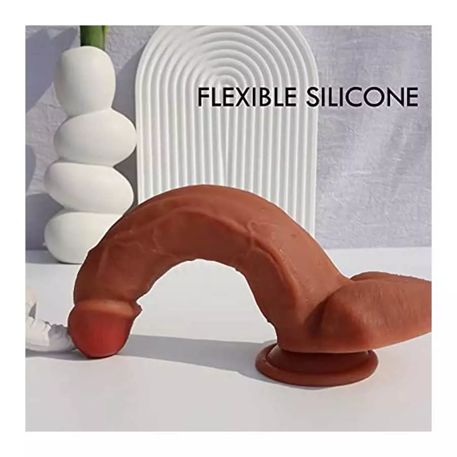 OIXGIRL 10 Inch Huge Realistic Dildo with Strong Suction Cup for Hands-Free Gaming,Dual-Layered Liquid Silicone Thick Dildo,Flex