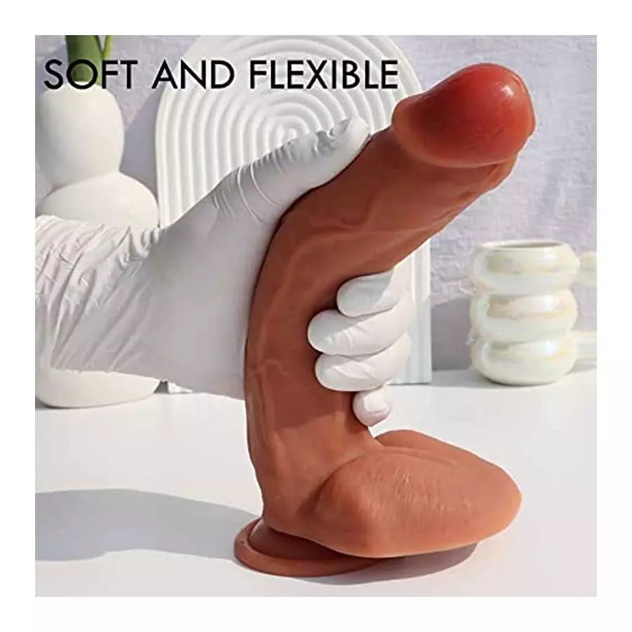 OIXGIRL 10 Inch Huge Realistic Dildo with Strong Suction Cup for Hands-Free Gaming,Dual-Layered Liquid Silicone Thick Dildo,Flex