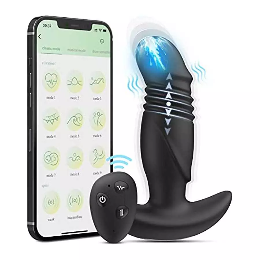 Adult Sex Toy for Men Women Thrusting Anal Vibrators with APP Remote Control Prostate Massager with 9 Vibrating & 3 Thrusting, A Adult Sex Toy for Men Women Thrusting Anal Vibrators with APP Remote Control Prostate Massager with 9 Vibrating & 3 Thrusting, A