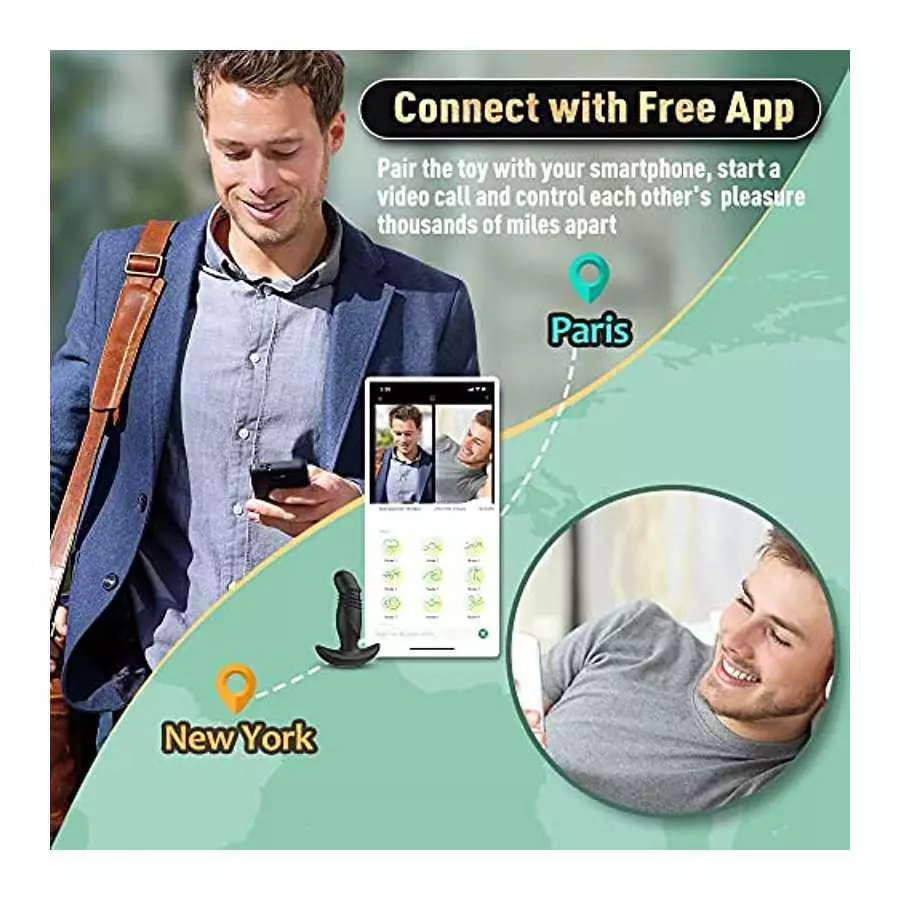 Adult&nbsp;Sex&nbsp;Toy&nbsp;for Men Women Thrusting&nbsp;Anal&nbsp;Vibrators&nbsp;with&nbsp;APP&nbsp;Remote Control Prostate&nbsp;Massager with 9 Vibrating & 3 Thrusting, A