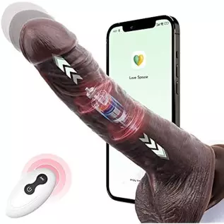 APP Black Realistic Thrusting Vibrating Dildo Vibrator Adult Sex Toys for Women, 8.5 inch Multiple Modes Strong Suction Cup Sili