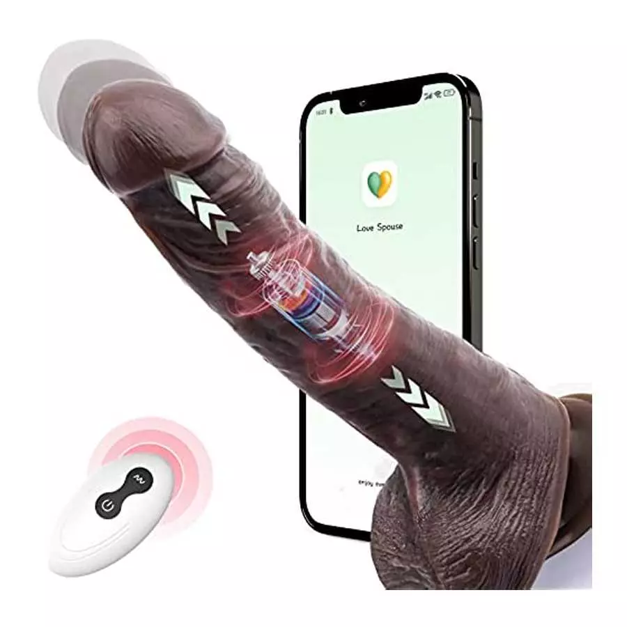 APP Black Realistic Thrusting Vibrating Dildo Vibrator Adult Sex Toys for Women, 8.5 inch Multiple Modes Strong Suction Cup Sili APP Black Realistic Thrusting Vibrating Dildo Vibrator Adult Sex Toys for Women, 8.5 inch Multiple Modes Strong Suction Cup Sili