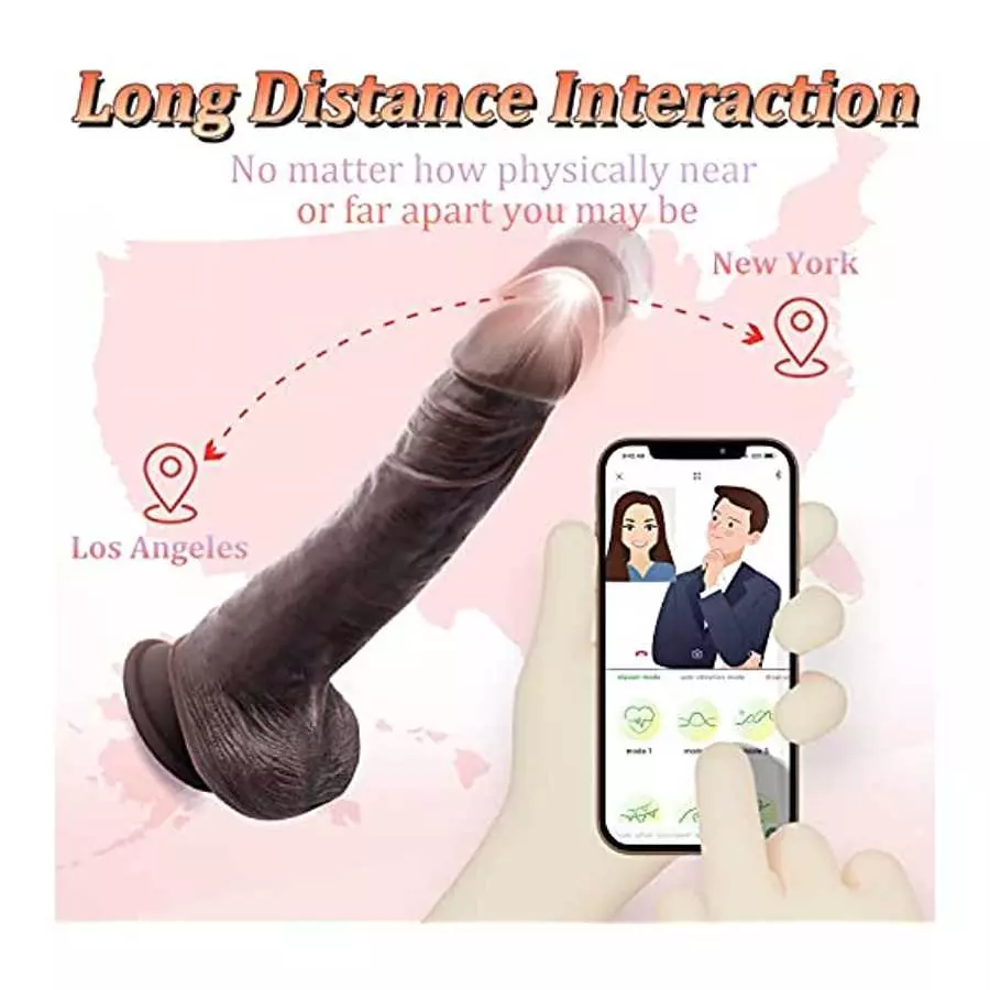 APP Black Realistic Thrusting Vibrating Dildo Vibrator Adult Sex Toys for Women, 8.5 inch Multiple Modes Strong Suction Cup Sili