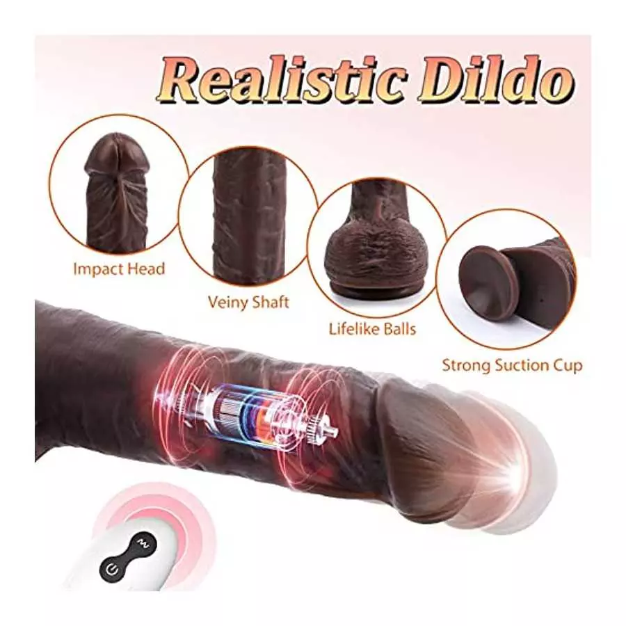 APP Black Realistic Thrusting Vibrating Dildo Vibrator Adult Sex Toys for Women, 8.5 inch Multiple Modes Strong Suction Cup Sili