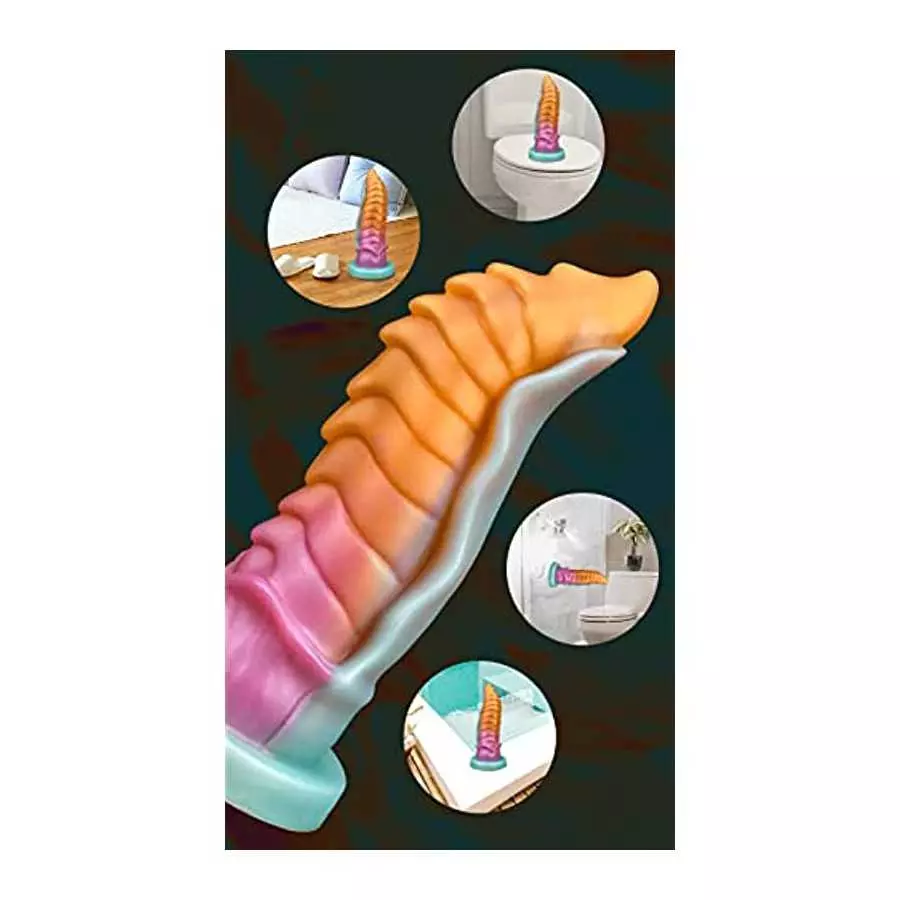 8.25" Girth G-Spot Dildo Huge Silicone Dildo with Strong Suction Cup, Thick Alien Dragon Dildos Prostate Stimulation for Hands-F