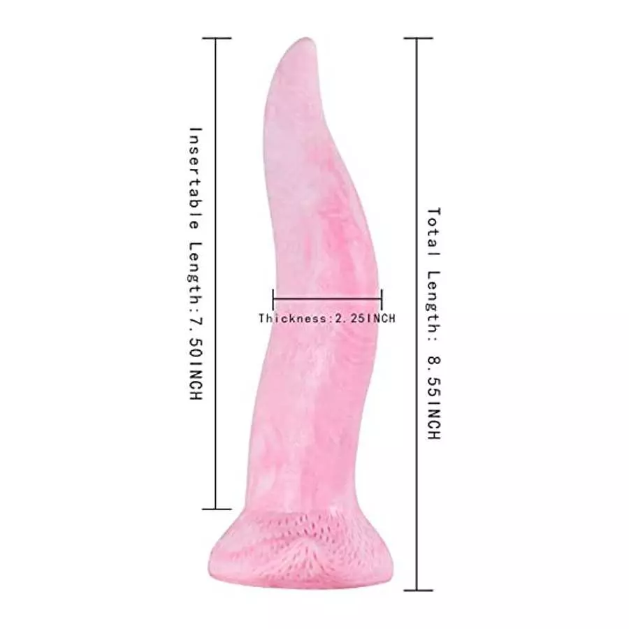 8.5" Tongue Dildo, Realistic Platinum Silicone Monster Dildos w/Strong Suction Cup for Hands-Free Play, Dragon Tongue Licker Ana