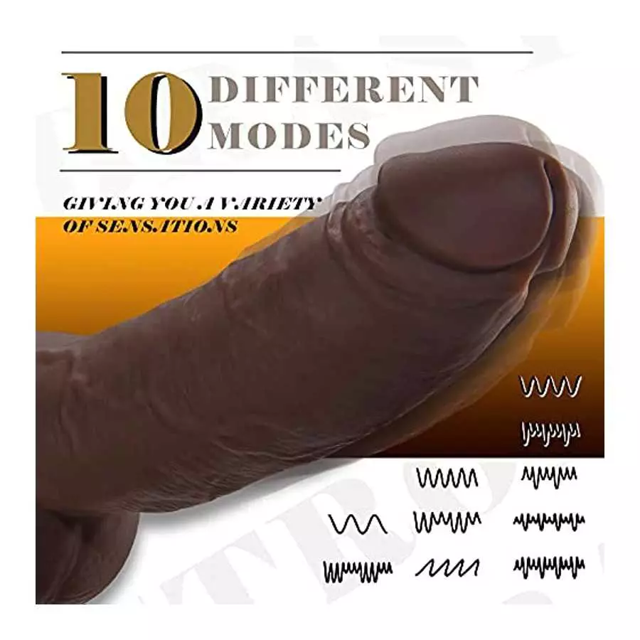 7" Realistic Dildo Vibrator Sex Toy with Strong Motor and 10 Modes of Vibrations, Black Vibrating Anal Dildos for Vagina and Ana
